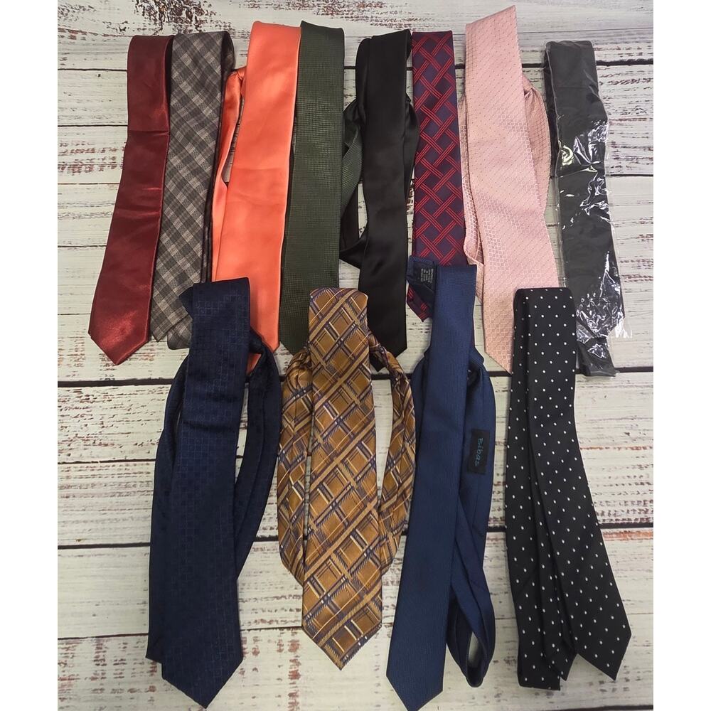 Assorted Men’s Tie Set — Navy, Coral, Olive, Pink, Black & More